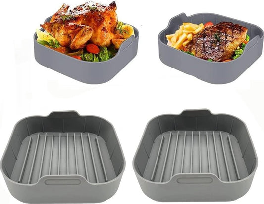Airfryer accessories - Silicone baking dish - 2 pieces - Hot air fryer - Baking tins - Baking paper V1188-NK-BOL-166