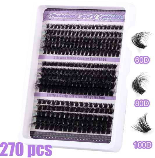 False eyelashes - 270 pieces - 60D + 80D + 100D - 10-18 mm D curl - Pre-Made Volume Fans - Pre-Made Fans - V1188-NK-BOL-17