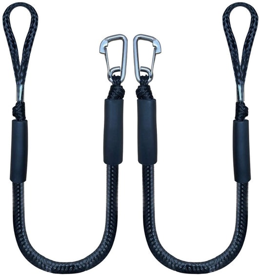 Mooring Rope Boat Equipment - 2 Pieces - Extendable 1.2 - 1.7M - Mooring Rope for Boats - Black - Mooring V1188-NK-BOL-171