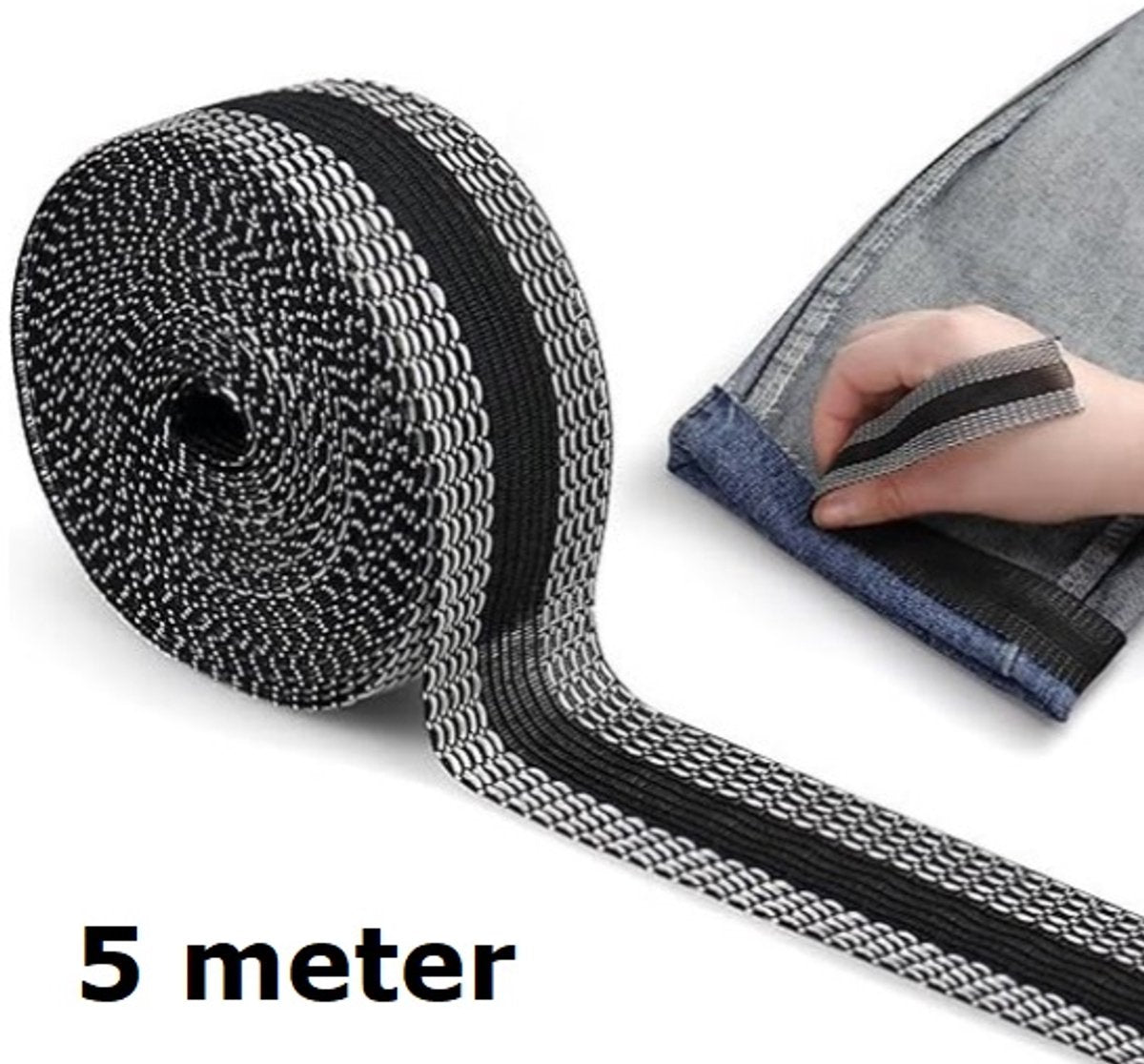 Iron-on tape - Shorten trousers - Shortening hem tape - Black - 5 meters V1188-NK-BOL-172