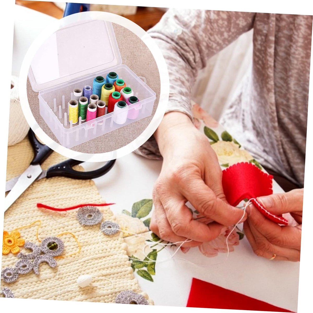 Sewing Thread Storage Box - Organizer for sewing supplies and sewing accessories - 42 spools V1188-NK-BOL-177