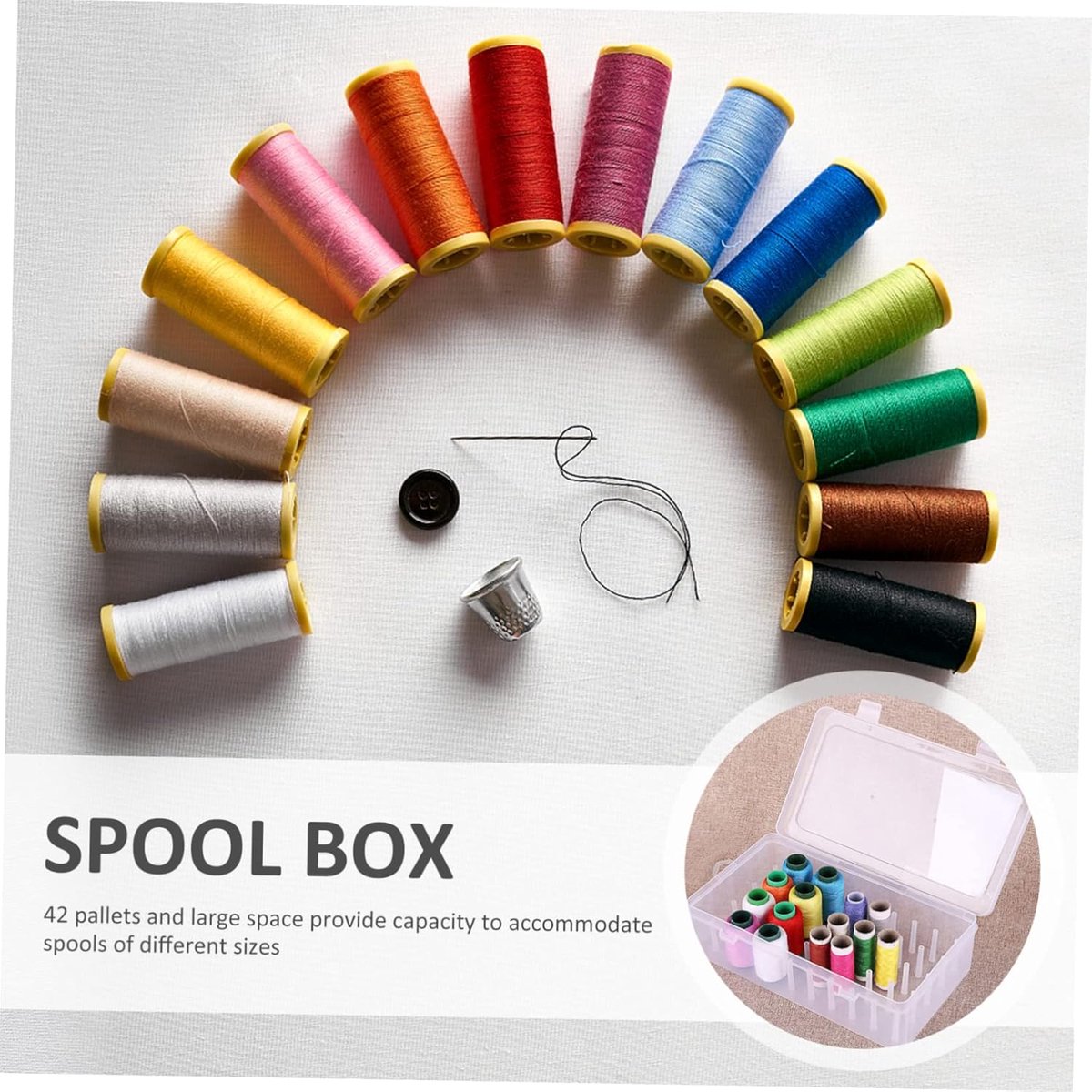 Sewing Thread Storage Box - Organizer for sewing supplies and sewing accessories - 42 spools V1188-NK-BOL-177