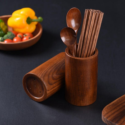 Cutlery Stand - Wooden Kitchen Utensil Holder - Cutlery Holder - Countertop Organizer - Cutlery Drainer - V1188-NK-BOL-189