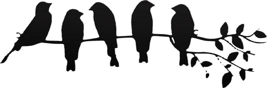 Birds on a branch wall decoration metal wall decoration iron 5 birds black hollow sculpture decor hanging V1188-NK-BOL-190