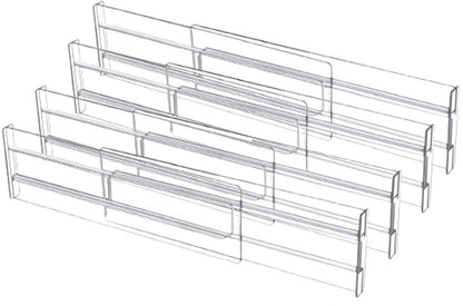 Drawer divider - 4 pieces - Drawer divider - Drawer organizer - Tools - Adjustable/extendable (27.5-52 cm) - V1188-NK-BOL-191