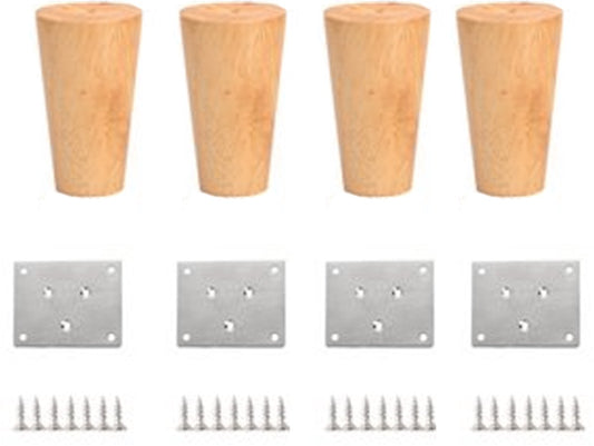 4 pieces - Furniture leg - Wooden furniture leg - Furniture Legs - wood color - wooden - 10 cm V1188-NK-BOL-192
