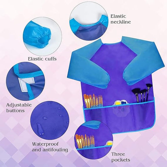 4 pieces - Children's apron - apron - Painting apron - Painting apron - craft apron - color - Long sleeves - V1188-NK-BOL-194