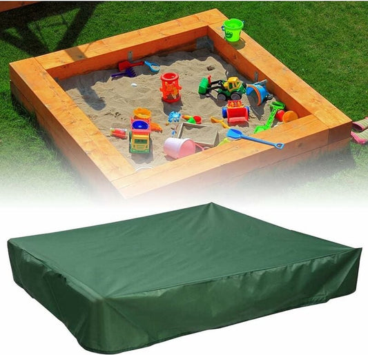 Waterproof sandpit cover - with drawstring - green - 120 x 120 x 20 cm - for sandpit, pool, patio, garden, V1188-NK-BOL-197