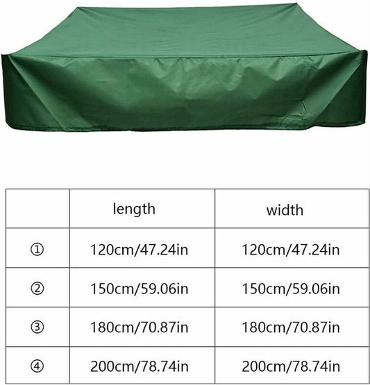 Waterproof sandpit cover - with drawstring - green - 120 x 120 x 20 cm - for sandpit, pool, patio, garden, V1188-NK-BOL-197