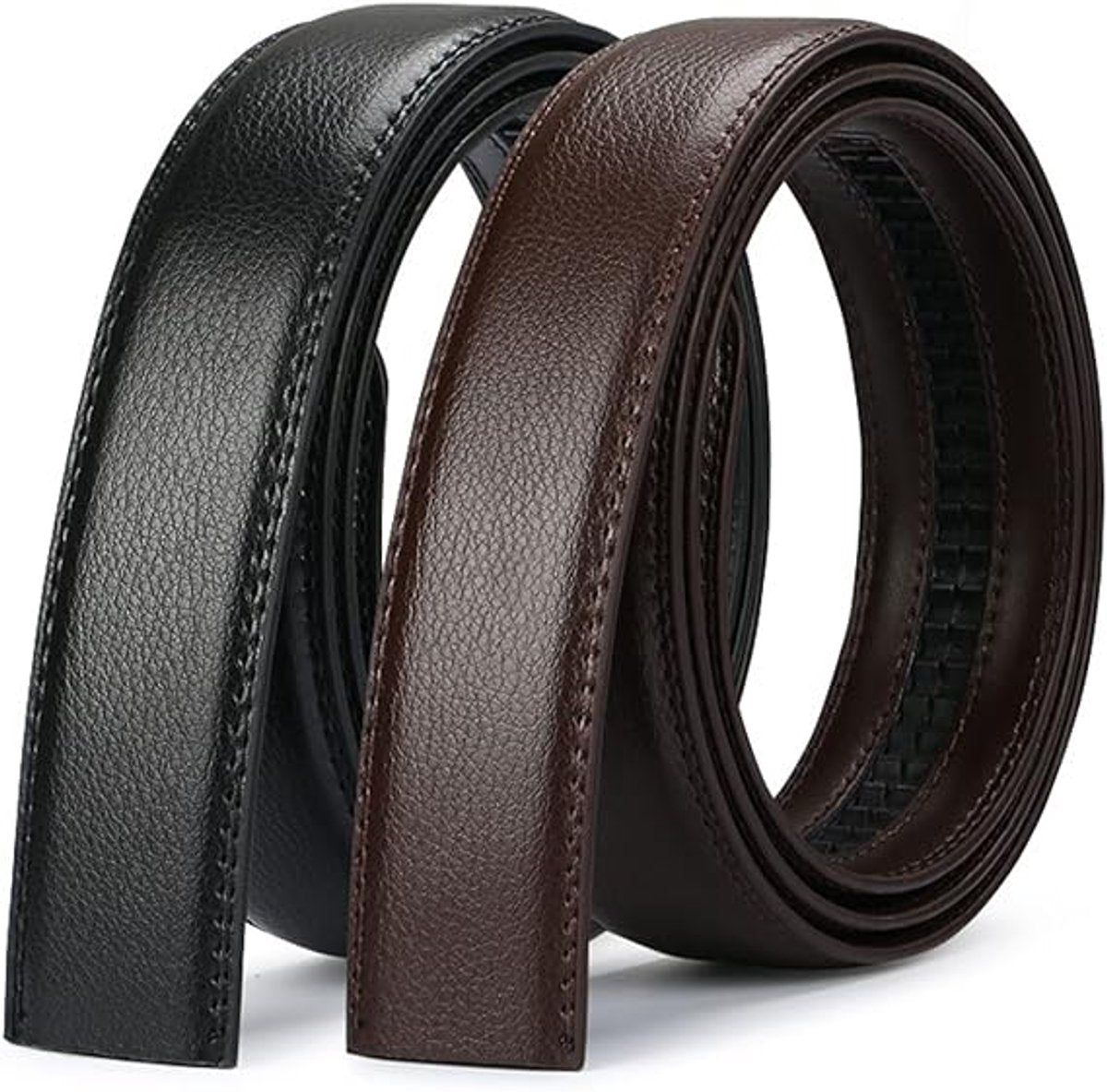 2 pieces - Men's Belt - Leather Belt - Adjustable - Gift Men - Shortenable - Gift Man - Cow Leather - Black & V1188-NK-BOL-2
