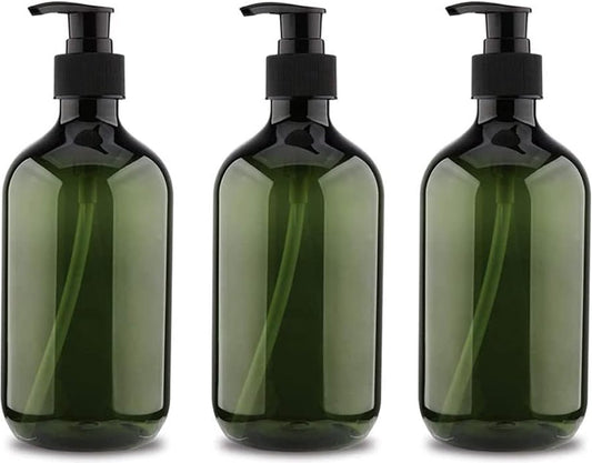 Pump bottles - Shampoo dispensers - soap dispenser - 3 pieces - 500 ml - refillable - PET - Transparent green V1188-NK-BOL-208