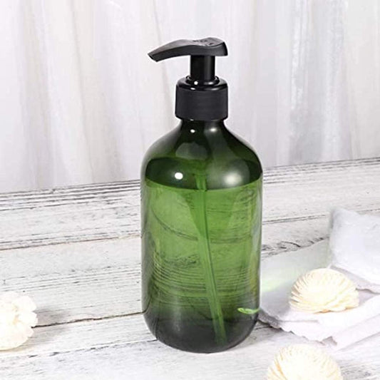 Pump bottles - Shampoo dispensers - soap dispenser - 3 pieces - 500 ml - refillable - PET - Transparent green V1188-NK-BOL-208