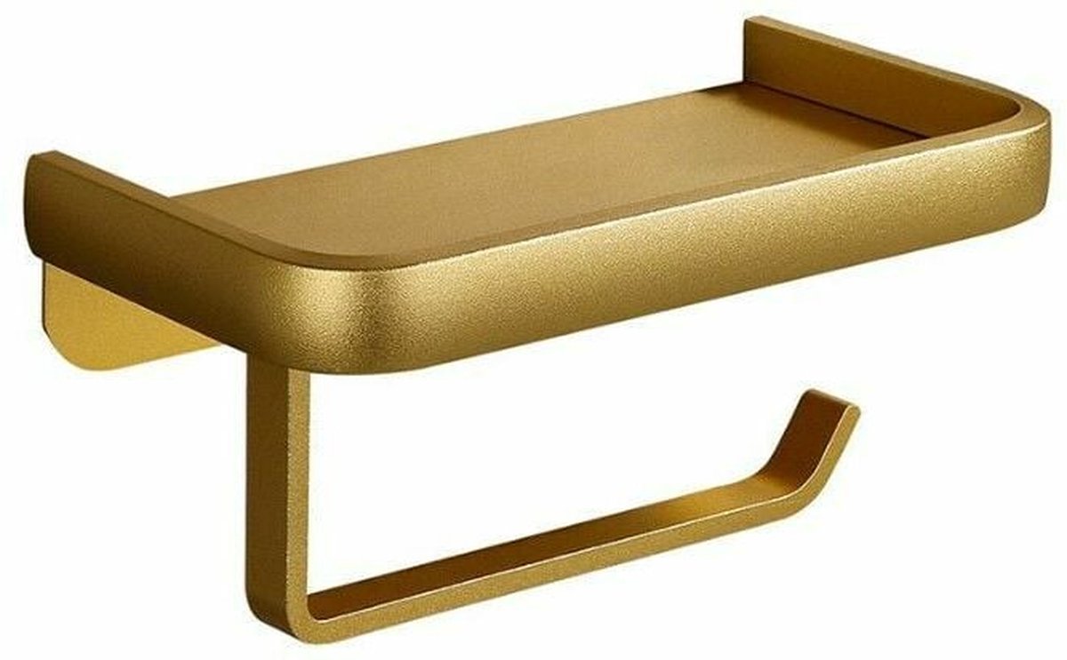 Toilet roll holder - WC roll holder - space aluminum - gold - Self-adhesive / Drilling - double layer - With V1188-NK-BOL-213