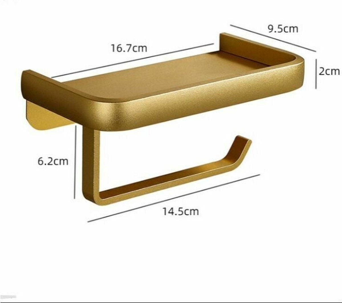Toilet roll holder - WC roll holder - space aluminum - gold - Self-adhesive / Drilling - double layer - With V1188-NK-BOL-213