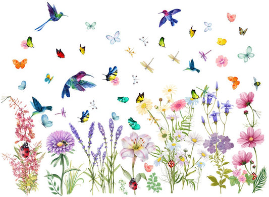 Wall sticker - Flowers/Butterfly/Bird - Reusable/Repositionable - Children's room - Boys - Girls - Home decor V1188-NK-BOL-232