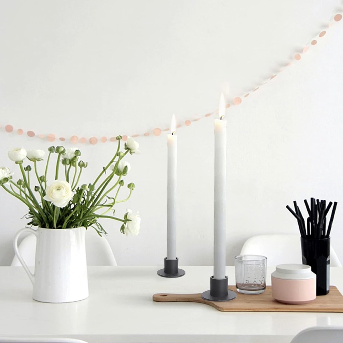 Candlesticks - 4 pieces - 2.5 cm - Candle holders - Candle stand - Candle coaster - Home accessories - V1188-NK-BOL-24