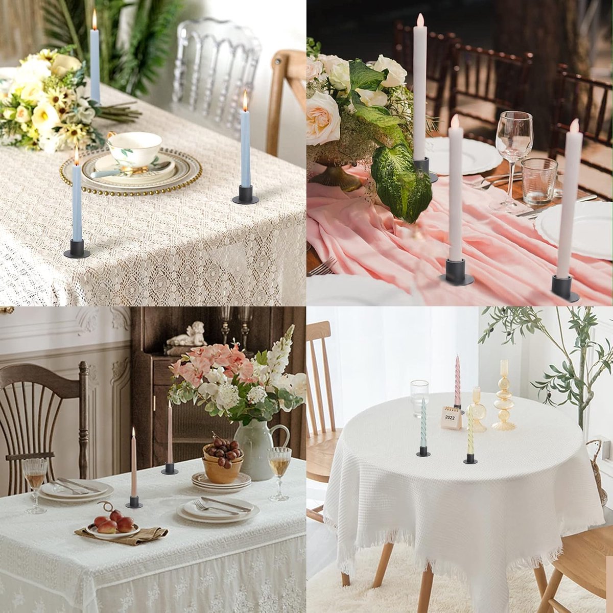 Candlesticks - 4 pieces - 2.5 cm - Candle holders - Candle stand - Candle coaster - Home accessories - V1188-NK-BOL-24