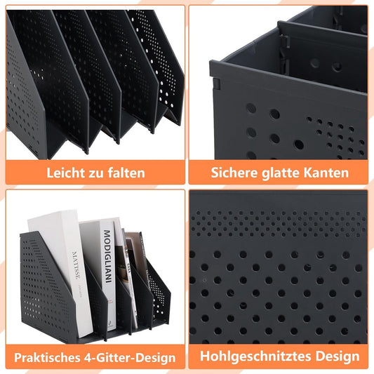 Magazine cassette - 4 compartments - A4 format - desk organizer - Magazine holder - Magazine rack - Newspaper V1188-NK-BOL-241