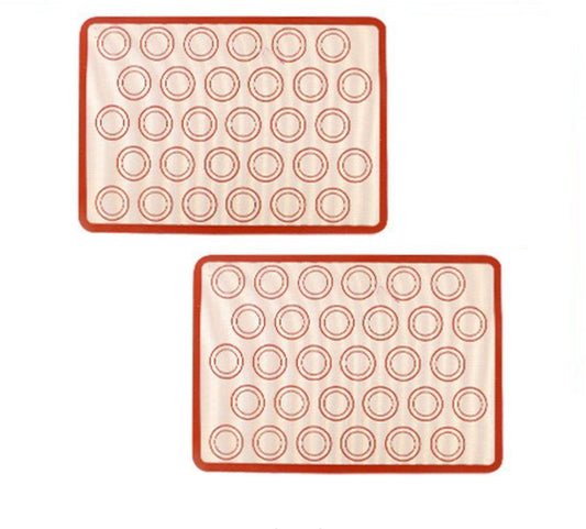 2 pieces Silicone macaron baking mat - 42 x 29.5 cm - Non-stick mat - Non-slip - Washable - Reusable - For V1188-NK-BOL-25