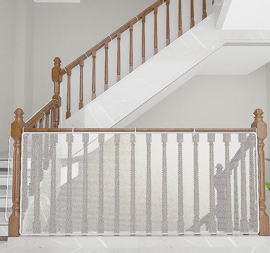Child safety net - Safety gate - 300x79 cm - stair mesh - Safety net - white - Roll-up - Baby safety - V1188-NK-BOL-251