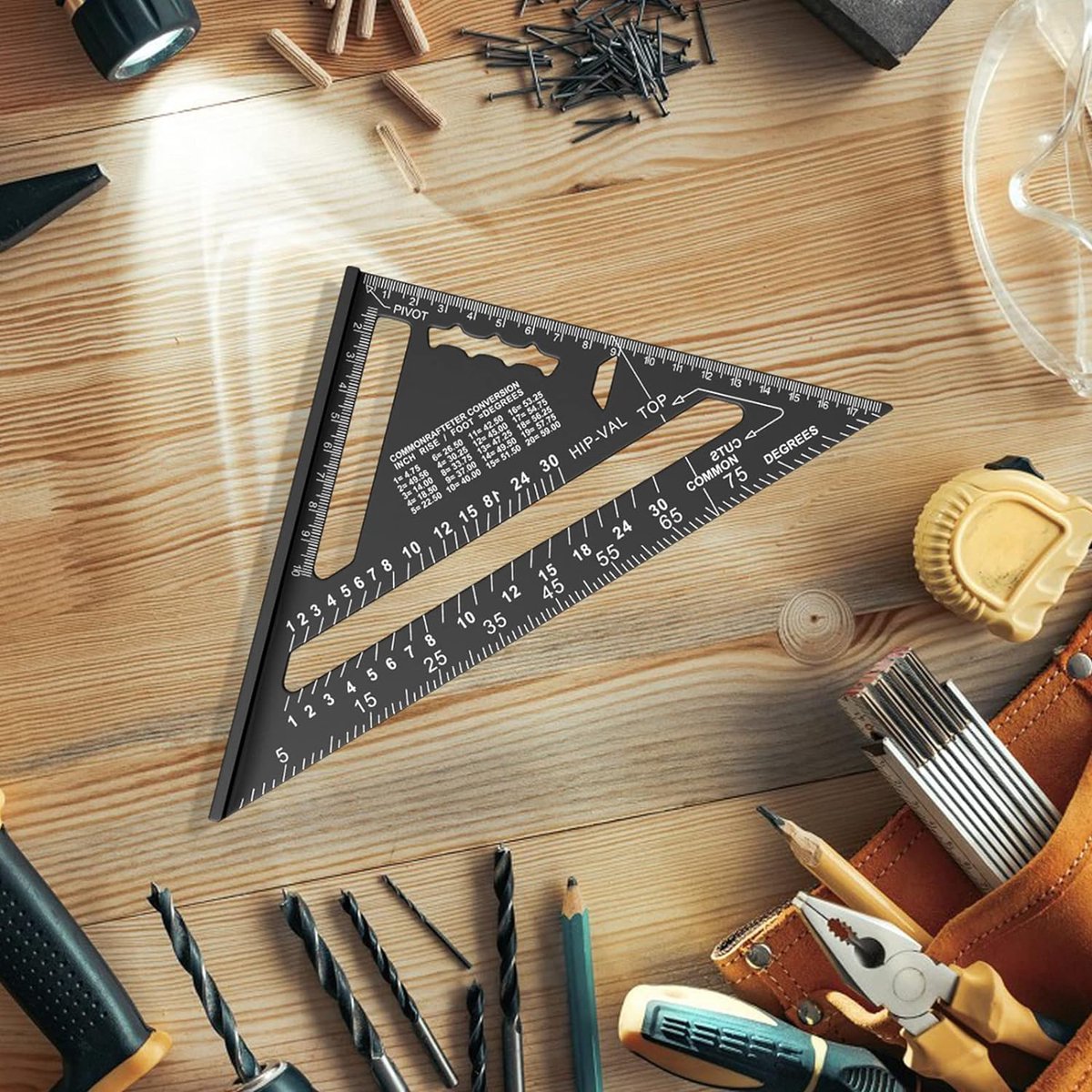180mm Carpenter's Angle - Aluminum Ruler - Triangular Carpenter's Angle 45/90 Degrees - Carpenter's Square - V1188-NK-BOL-256