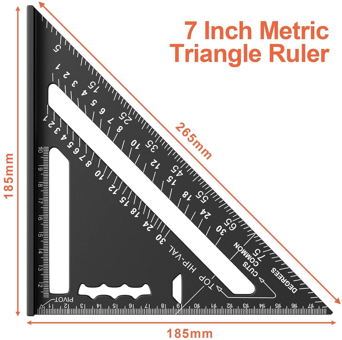 180mm Carpenter's Angle - Aluminum Ruler - Triangular Carpenter's Angle 45/90 Degrees - Carpenter's Square - V1188-NK-BOL-256