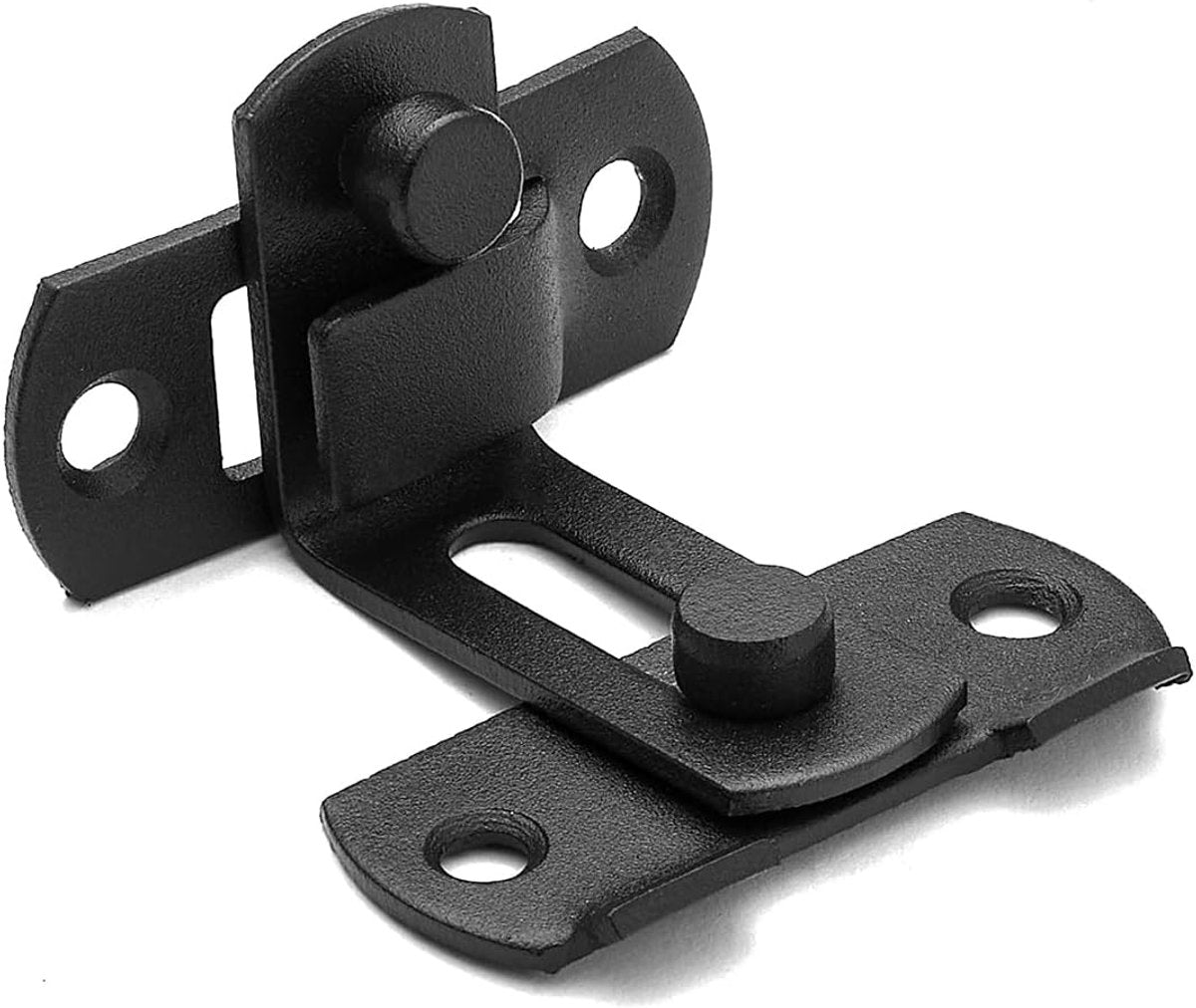 Door latch - 90 degree angle door locks with screws - black - stainless steel - security sliding lock - for V1188-NK-BOL-263