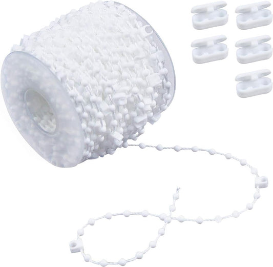 Roman Blind Chain - 20M - with 5 mating connectors - Roller Blind Chain - Curtain Parts - White - Plastic - V1188-NK-BOL-274