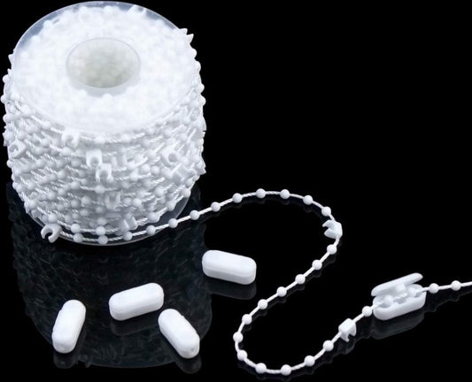 Roman Blind Chain - 20M - with 5 mating connectors - Roller Blind Chain - Curtain Parts - White - Plastic - V1188-NK-BOL-274