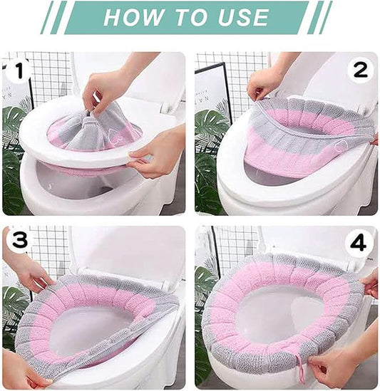 4 Pieces - Toilet Seat Cover - Universal Toilet Seat Cover - Toilet Seat Cover - Seat Cover - Polyester - V1188-NK-BOL-275