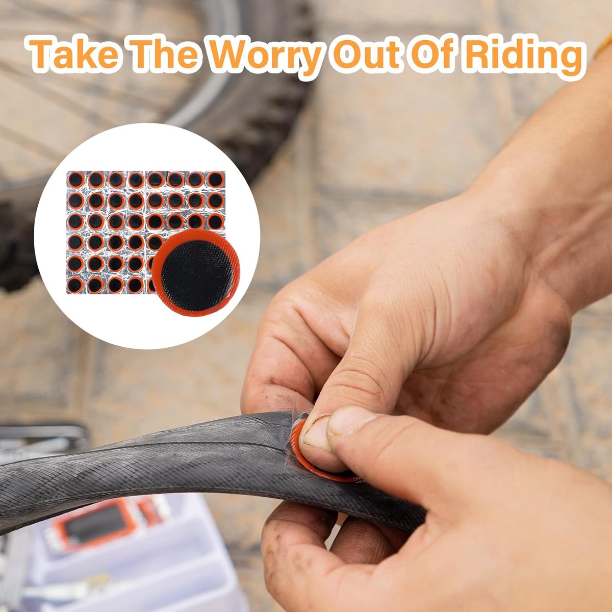 96 pieces - Tire patches - Outdoor bicycle tire tool - Round, rectangular - 28.8 mm, 34 * 24.5 mm - Black - V1188-NK-BOL-294
