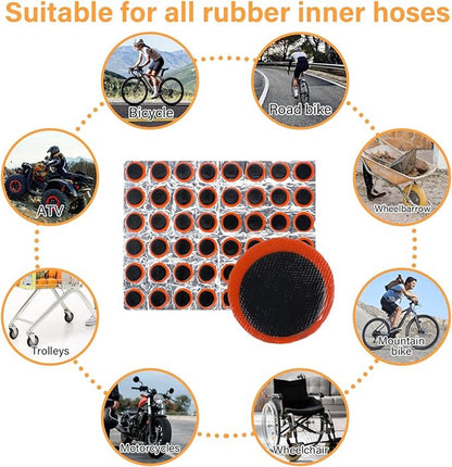 96 pieces - Tire patches - Outdoor bicycle tire tool - Round, rectangular - 28.8 mm, 34 * 24.5 mm - Black - V1188-NK-BOL-294