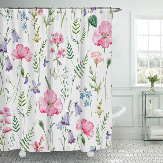 Shower curtain - 90x180cm - Watercolor Flower Plant Tropical Leaf - Polyester - Color - Printed - Anti-mold - V1188-NK-BOL-299