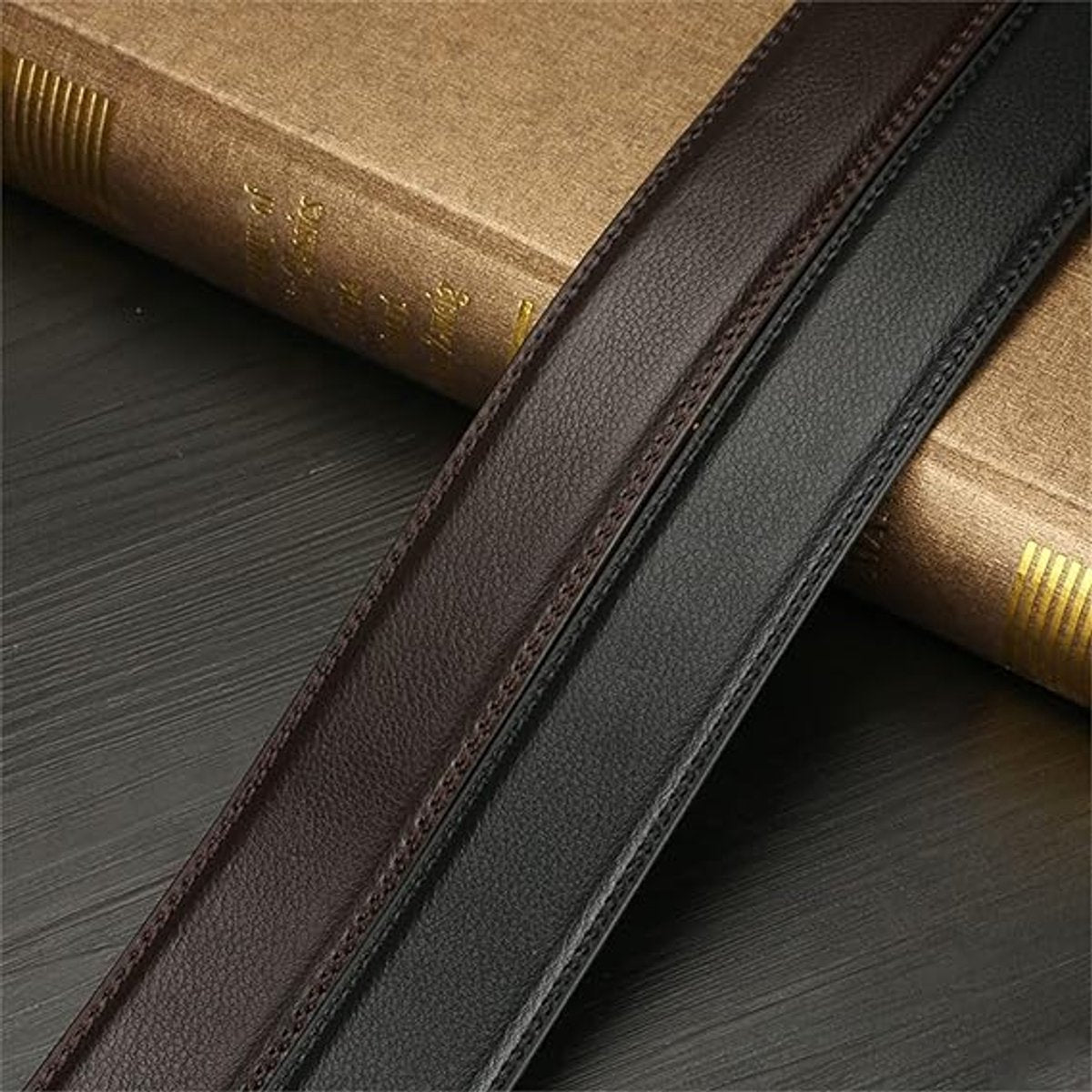 2 pieces - Men's Belt - Leather Belt - Adjustable - Gift Men - Shortenable - Gift Man - Cow Leather - Black & V1188-NK-BOL-3