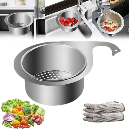 Colander - Sink Colander - 21*5.8 cm - Kitchen Utensils - Kitchen Colander - Silver - Stainless Steel - Sink V1188-NK-BOL-301