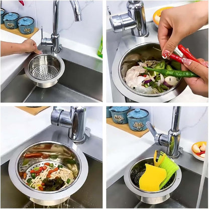 Colander - Sink Colander - 21*5.8 cm - Kitchen Utensils - Kitchen Colander - Silver - Stainless Steel - Sink V1188-NK-BOL-301