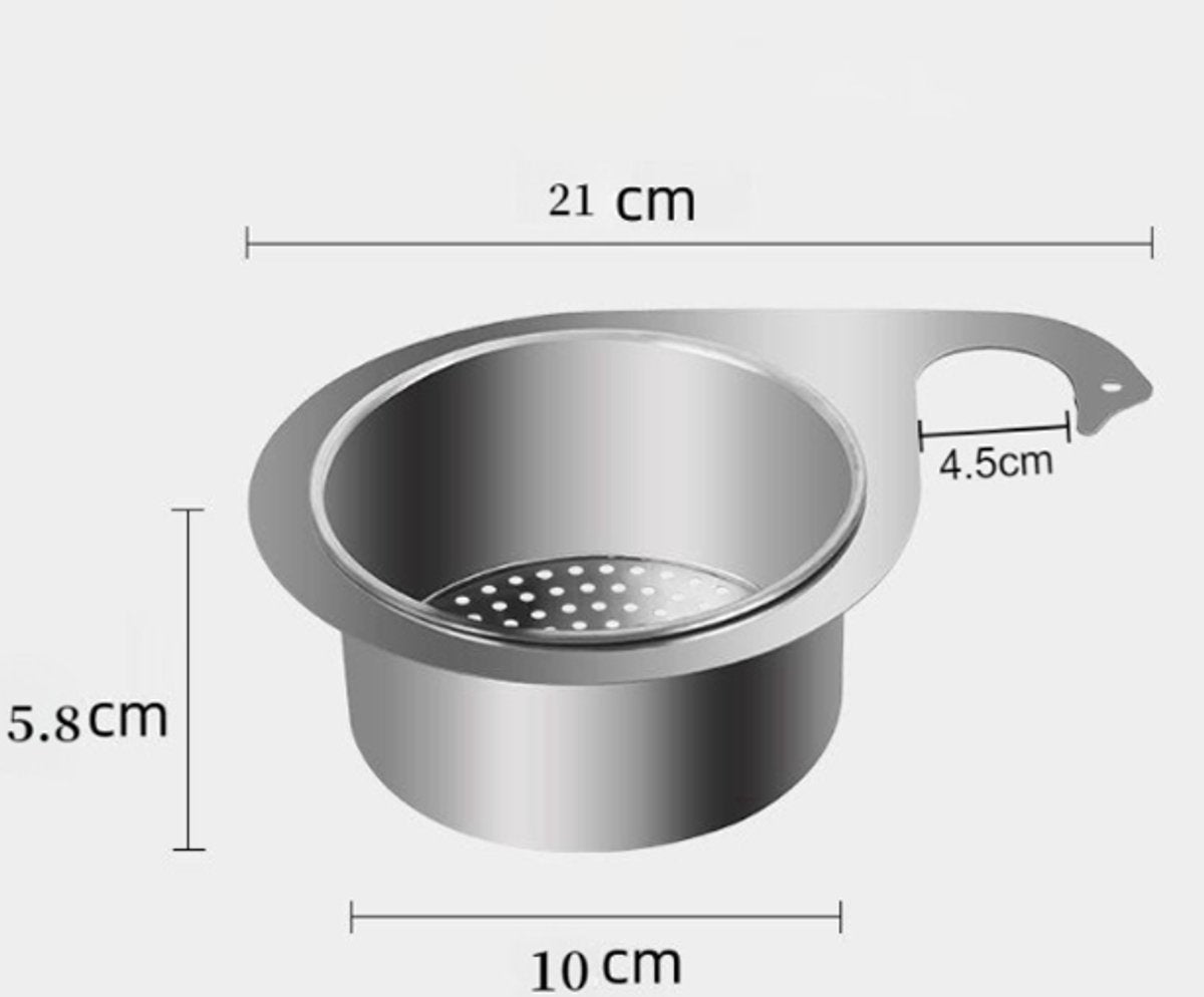 Colander - Sink Colander - 21*5.8 cm - Kitchen Utensils - Kitchen Colander - Silver - Stainless Steel - Sink V1188-NK-BOL-301
