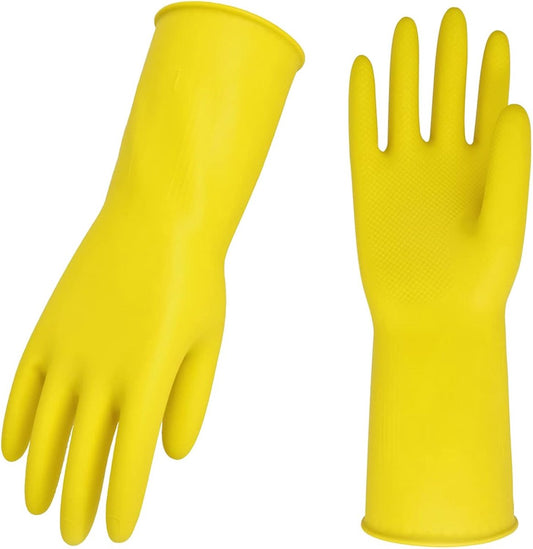 Cleaning gloves - size S - 3 pairs - waterproof rubber gloves - Household gloves - Yellow - Reusable - rubber V1188-NK-BOL-302