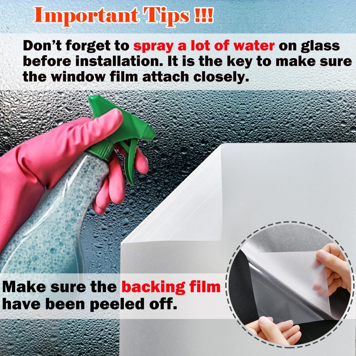 Window film - 45 x 200cm - PVC - translucent matt - Anti-glare - Static - No glue - for bathroom home office V1188-NK-BOL-309