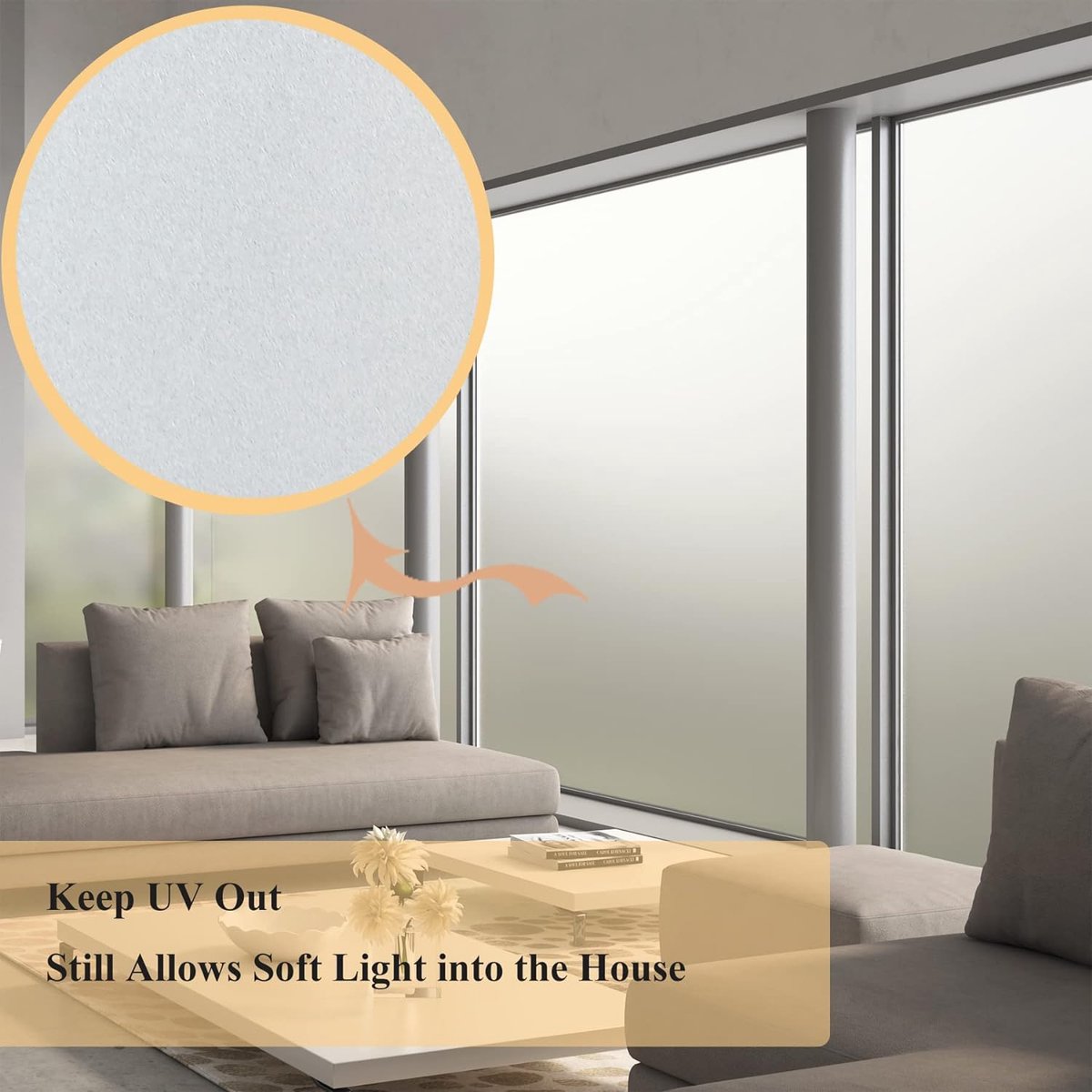 Window film - 45 x 200cm - PVC - translucent matt - Anti-glare - Static - No glue - for bathroom home office V1188-NK-BOL-309