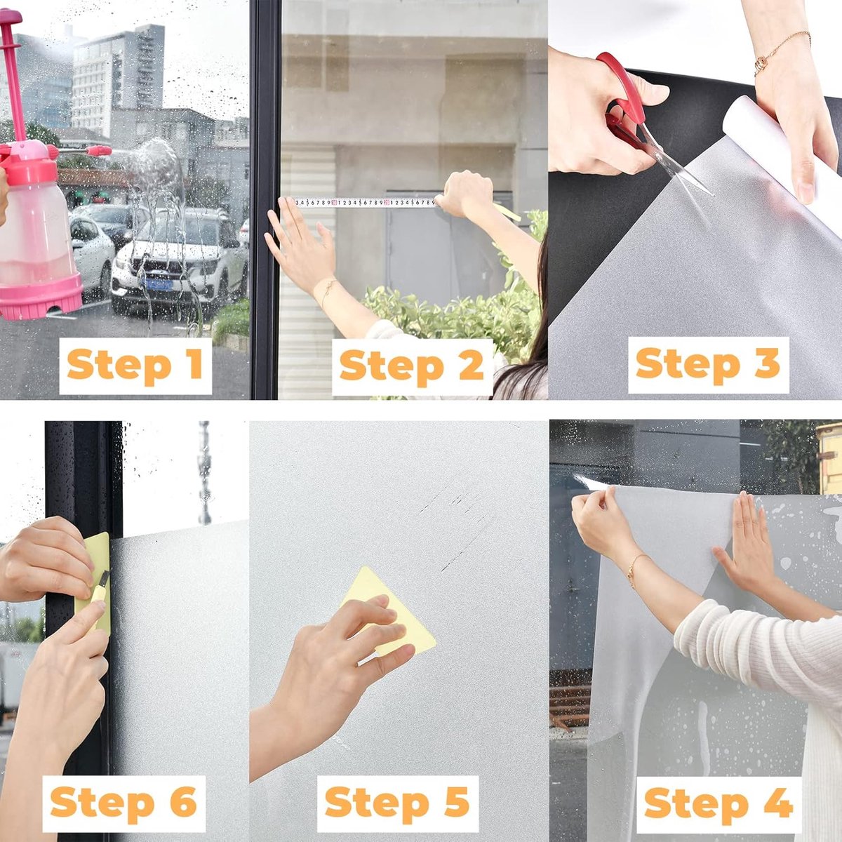 Window film - 45 x 200cm - PVC - translucent matt - Anti-glare - Static - No glue - for bathroom home office V1188-NK-BOL-309