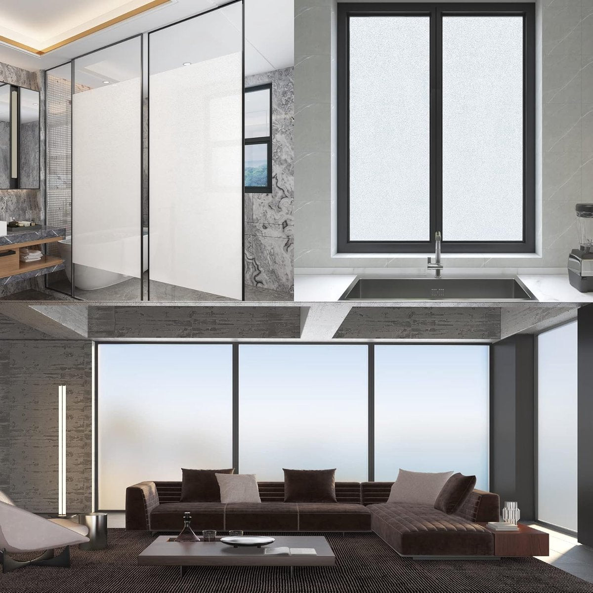Window film - 45 x 200cm - PVC - translucent matt - Anti-glare - Static - No glue - for bathroom home office V1188-NK-BOL-309
