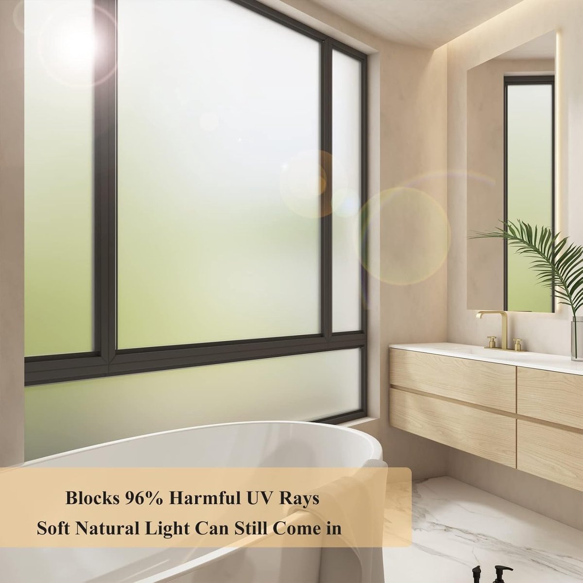 Window film - 45 x 200cm - PVC - translucent matt - Anti-glare - Static - No glue - for bathroom home office V1188-NK-BOL-309
