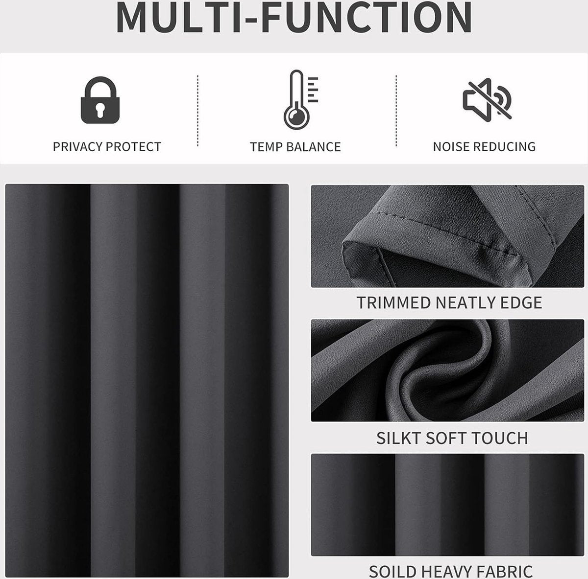 Curtain - Luxury, Blackout - 150*200 cm - Gray - 1 Piece - ready-made - with holes V1188-NK-BOL-310