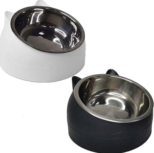 2 pieces - food bowls for cats - Dog food bowl - black, white - 200 ml - Drinking bowl for dogs and cats - V1188-NK-BOL-317