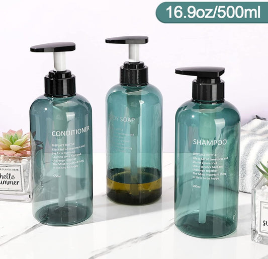 Soap dispenser - 3 pieces - Empty travel bottles - shampoo conditioner, shower gel dispenser - pump dispenser V1188-NK-BOL-320