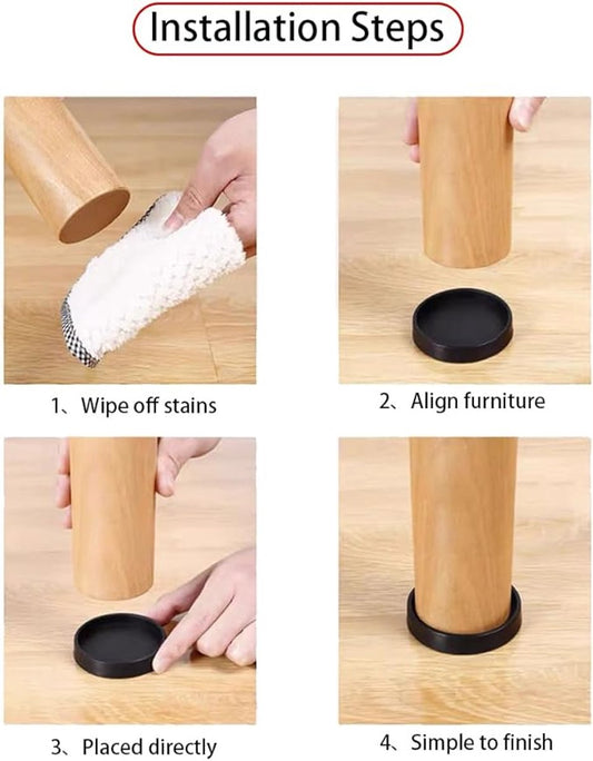 4 Pieces - Non-Slip Furniture Pads - Rubber - Black - Round - For Floor and Furniture Protection - For Bed V1188-NK-BOL-322