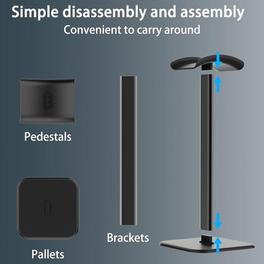 Headphone Holder - Headset Stand - Aluminum - Headphone Hook - Headset Holder - Universal - For Your Desk - V1188-NK-BOL-324