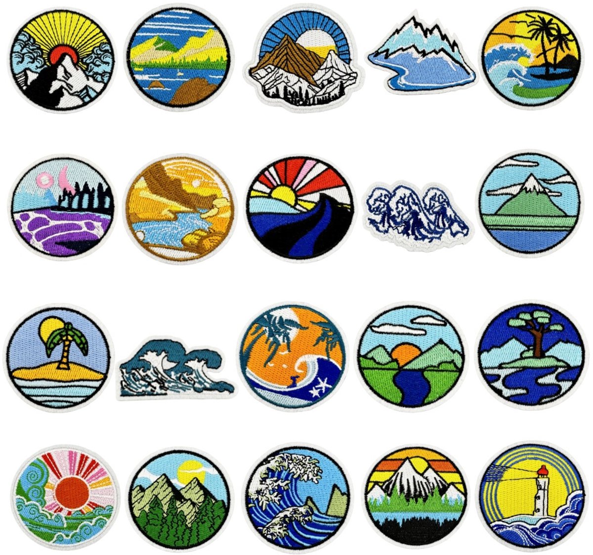 Iron-on patches for clothing - Embroidered emblems for jackets and jeans - 20 pieces V1188-NK-BOL-33