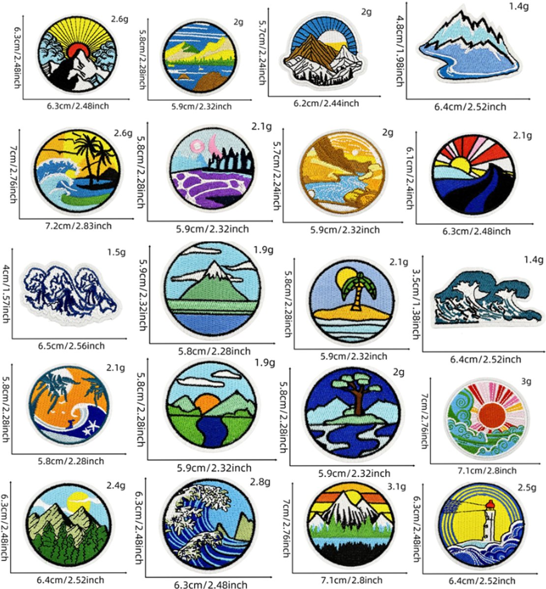 Iron-on patches for clothing - Embroidered emblems for jackets and jeans - 20 pieces V1188-NK-BOL-33